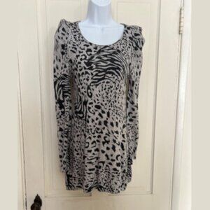Suncoo Parisian Animal Print Cashmere Sweater Mini-Dress